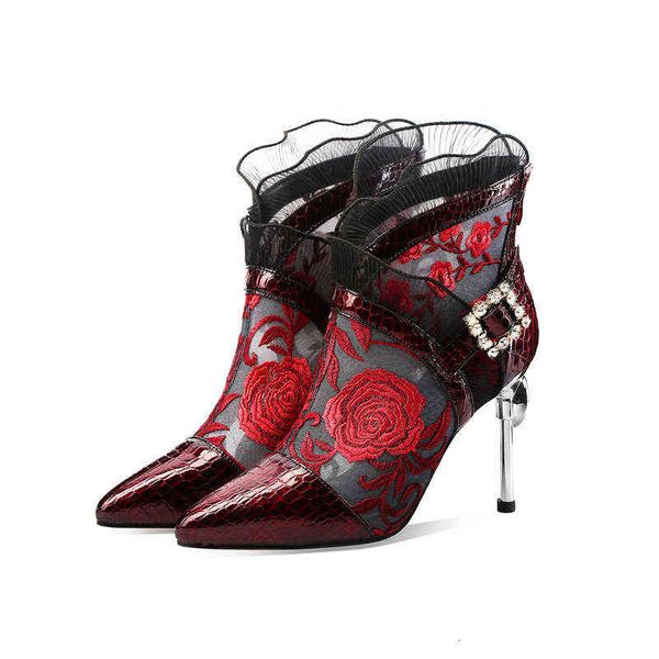 

designer women's shoes boots 2022 spring and summer shoes pointed thin high electroplated heels metal mh bow women's cool boots, Black