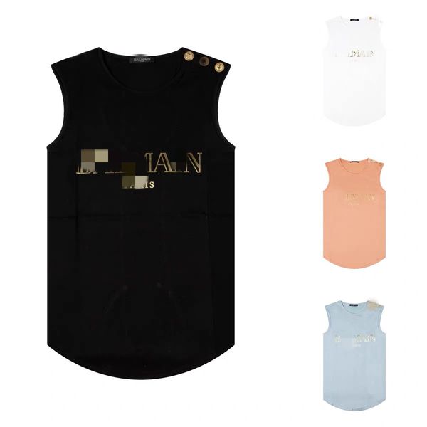 

new women's t-shirt women's b-ai main lionb-ut-to-ns casual sleeveless shirt, White