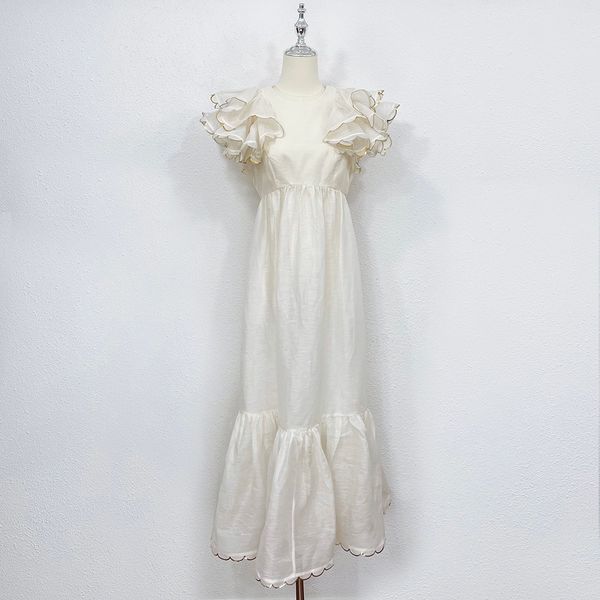 

2022 zim spring summer new layered ruffle fly sleeve dress, Black