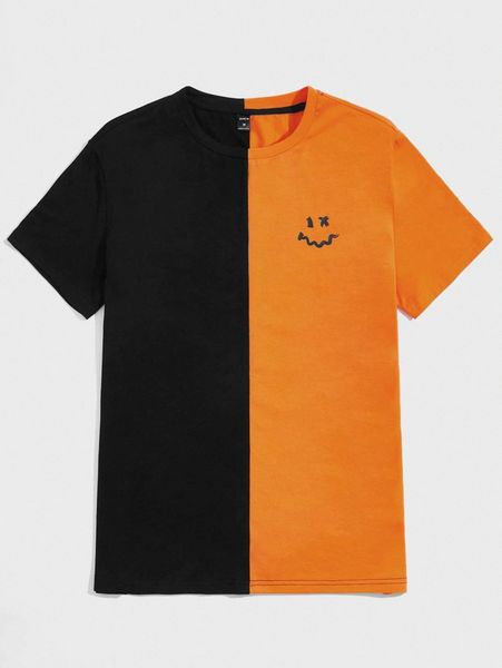 

men cartoon graphic two tone tee d61y#, White;black