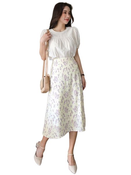 

dazy high waist ditsy floral skirt 60jj#, Black