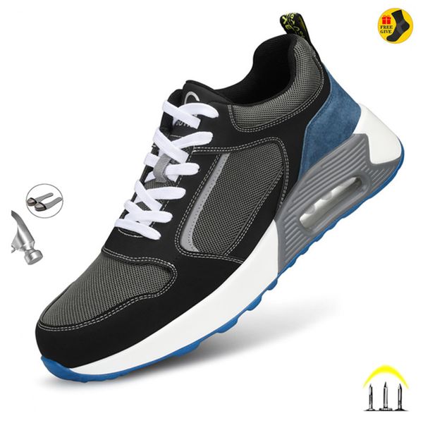 

new 2022 staleneus work shoes steel toe cap patchwork men safety sneakers cozy air cushion indestructible boots male footwear, Black;brown