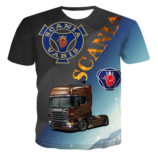 

fashionable men and women o neck short sleeved t shirt heavy truck 3d casual shirt three dimensional summer men s 220624, White;black