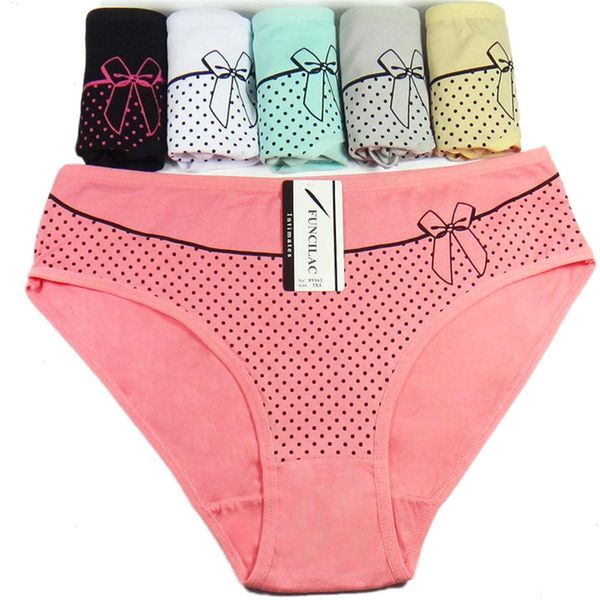 

womens cotton briefs print ladies panties big size mid-rise women underwear crotch 2xl 3xl 4xl 6 pcs set, Black;pink
