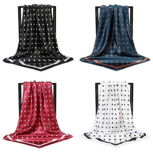 Polka dot cetim elegante feminino quadrado lenço turbante fêmeas de moda rayon rankerchief shawls bandanas bandas de cabelo acessórios