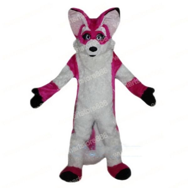 Halloween Pink Husky Dog Mascot Costume Cartoon Theme Character Carnival Festival Fancy dress Adult Size Xmas Outdoor Party Outfit