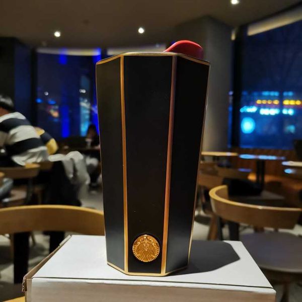 

starbucks cup classic black gold cut double-layer mug ceramic coffee office desktop