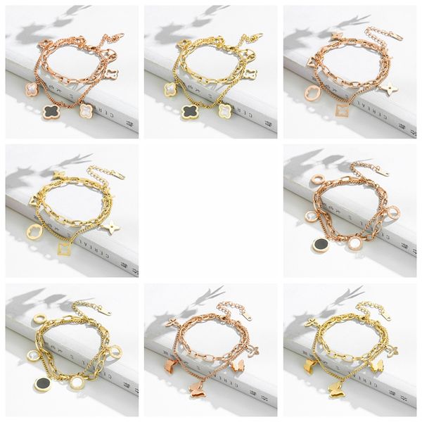

fashion multilayered clover charm bracelet for women gift, Golden;silver