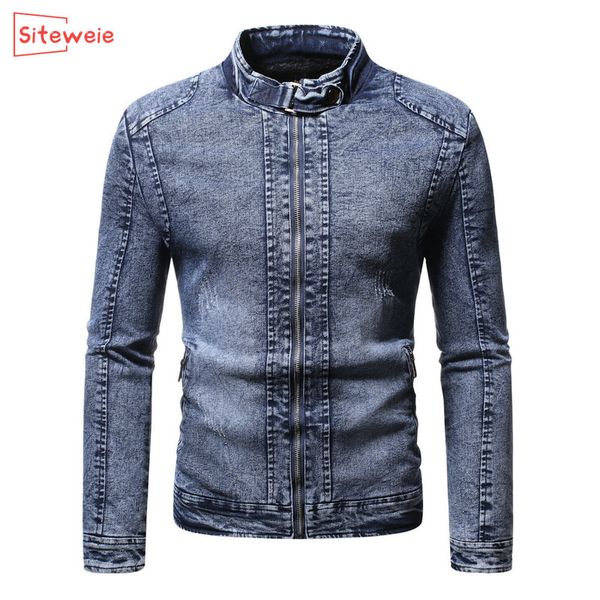 

siteweie korean fashion jacket men fall winter thicken warm velvet denim clothing outdoor zip up jeans coat g482 201105, Black;brown