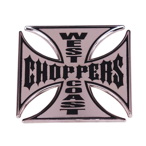 

west coast choppers pin iron cross brooch badge vintage decor, Blue