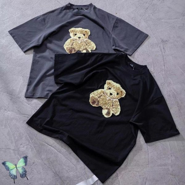 T-shirt da uomo T-shirt elegante estiva Teddy Bear Ricamo Uomo Donna T-shirt Welldone oversize di alta qualitàUomo