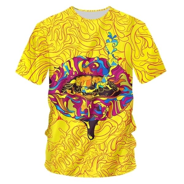 

mens fashion t shirt digital printing colored lips graphic shirts harajuku oversized shirt vendors wholesale 220623, White;black