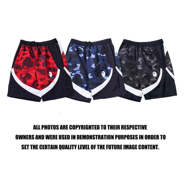 

men's shorts summer camouflage color matching beach pants for male and female couples shark head five point casual shorts v8yf, White;black