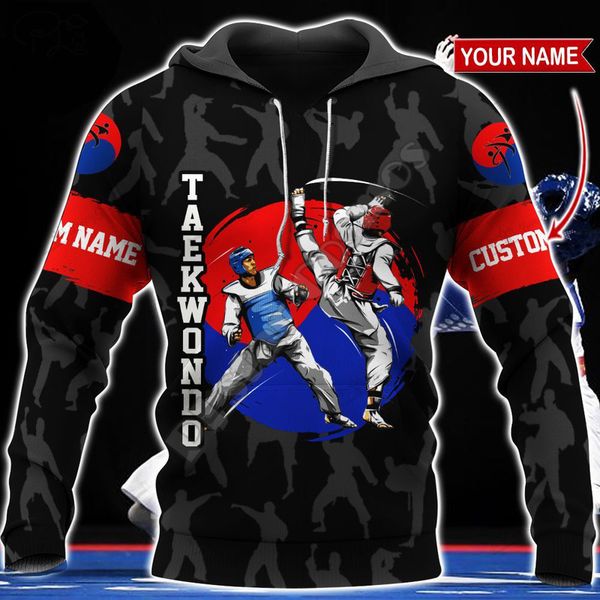 Mode Benutzerdefinierte Name Cosplay Kampfkunst Sport Taekwondo Sportswear Trainingsanzug 3DPrint Männer Frauen Pullover Harajuku Hoodies B7 220706