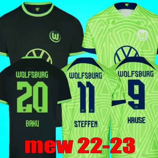 

2022 2023 wolfsburg soccer jerseys home away 22 23 weghorst baku steffen brekalo mehmedi philipp bialek guilavogui arnold xaver ginczek foot, Black;yellow