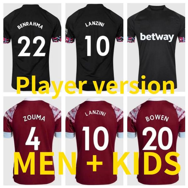

men kids kit 2022 2023 west hams lingard soccer jerseys iron maiden special p.fornals 22 23 home away 3rd rice soucek noble bowen lanzini fo, Black;yellow