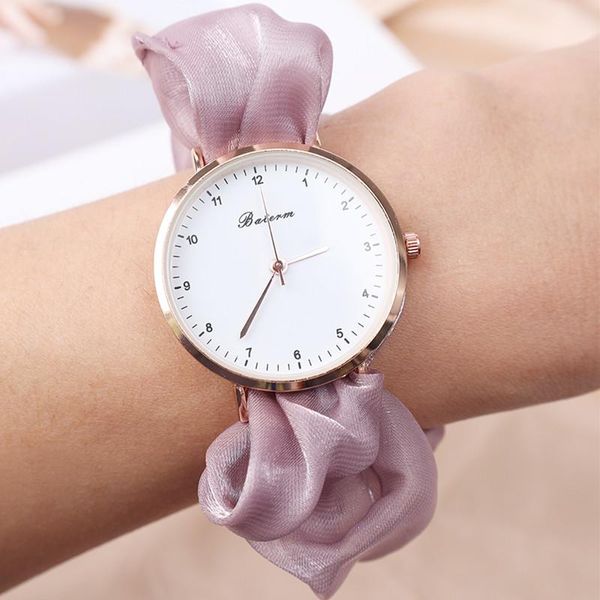 Relógios de punho de pano de pulso Ribbon Ribbon Watch For Women Dress Vesti