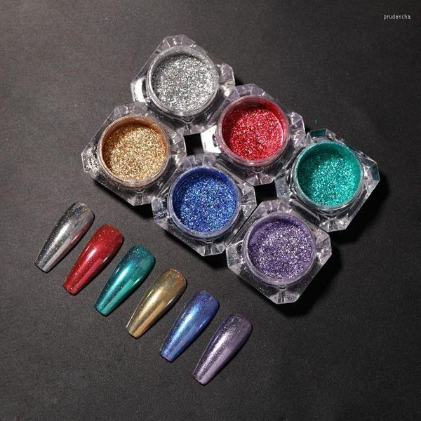 Glitter per unghie Holographics Polvere di metallo Effetto specchio Art Colorful Gel Polish Chrome Dust Decor Pigment Metallic Prud22