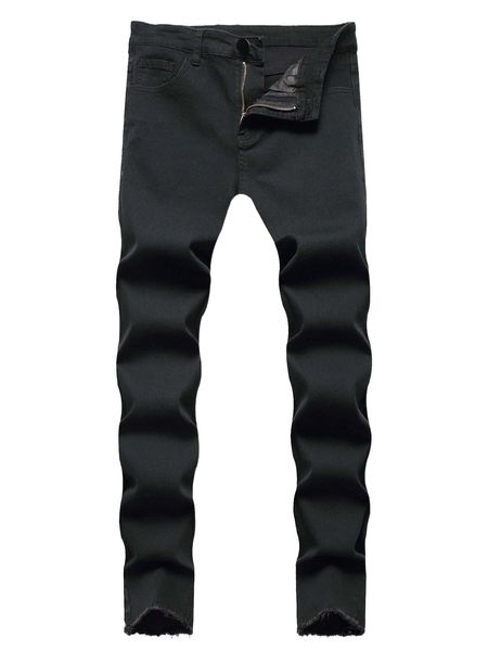 

men raw hem straight leg jeans h6c2#, Blue