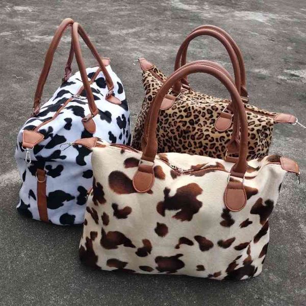 

women's bag handbag travel bag cows leopard print travel bag short distance travel handbag 220611
