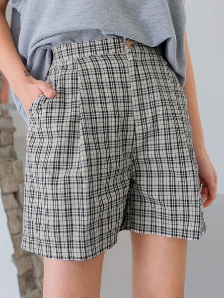 

dazy plaid print slant pocket shorts r4vm#, White;black
