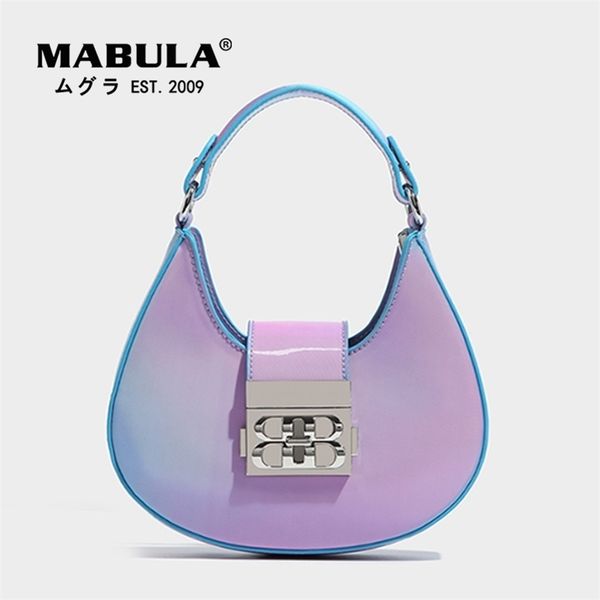 

mabula half moon gradient color women shoulder bag luxury design small tote handbag purse chain crossbody bag 220815