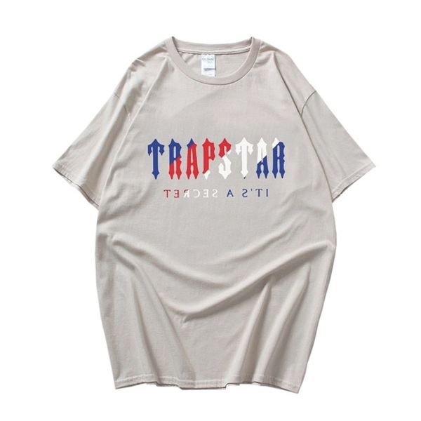 

trapstar t shirt men 100%cotton eu size oversized art letter print casual loose hip hop streetwear short sleeve oneck tees 220630, White;black