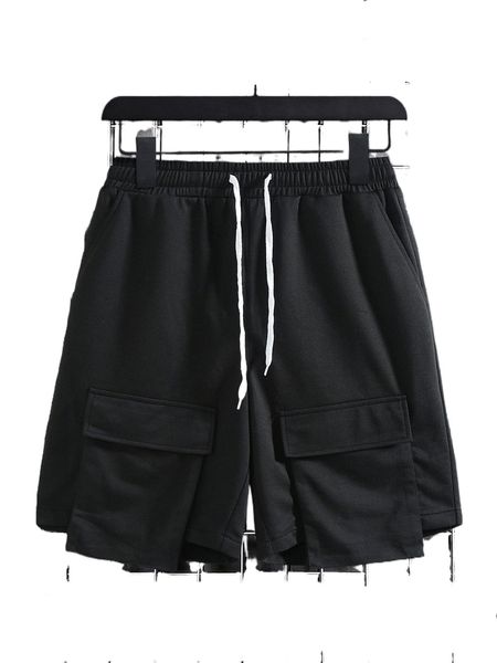 

men flap pocket drawstring waist shorts 04wk#, White;black