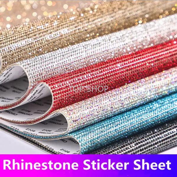 20 * 24cm DIY Rhinestone colorido Folha de cristal auto-adesivo com goma diamante sticks decoração carros telefone casos de telefone 2022