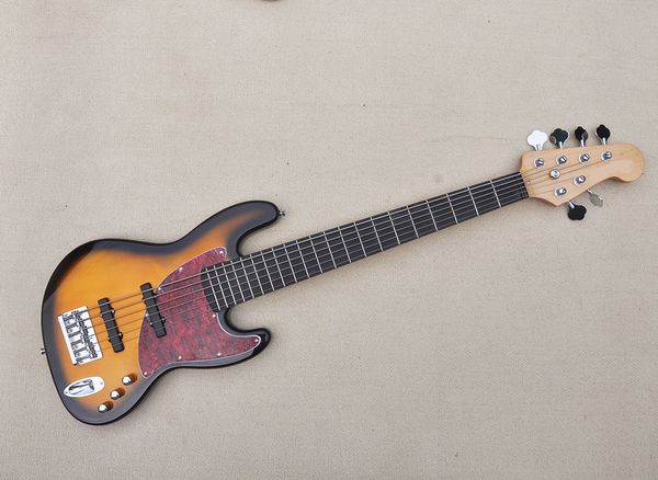 

6 strings tobacco sunburst electric bass guitar with rosewood fingerboard
