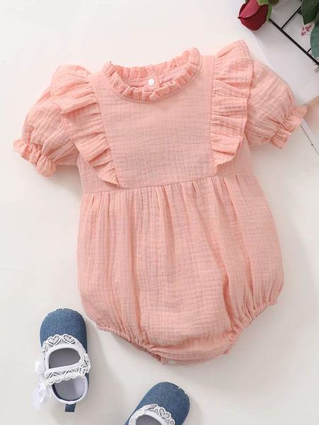 

baby girl plain ruffle clothes she, Blue