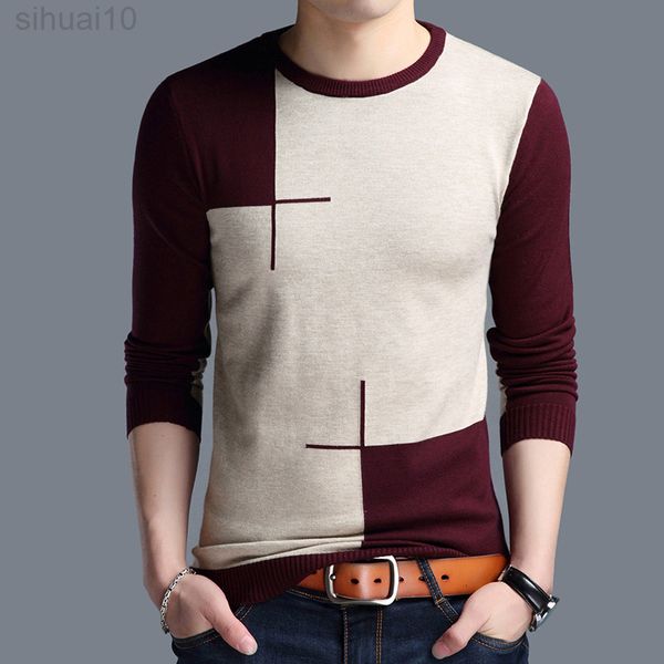 Suéter masculino Novo vestuário de moda de outono Men respirável magro de malha tricotada tamanho 4xl l220801