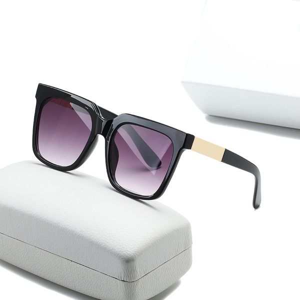 Modische quadratische Sonnenbrille für Herren, Design, Uv400-Brille, luxuriöse Damen-Sonnenbrille, Metallbrille, weiße Hüllen