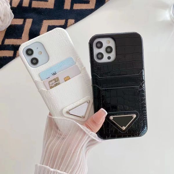 Designer Card Slot Wallet Phone Cases para iPhone 14 13 12 11 Pro Max 13Pro 12Pro 11Pro X Xs XR 7 8 Samsung Galaxy S10 S20 S21 S22 Note10 Note20 Plus Ultra Case com caixa