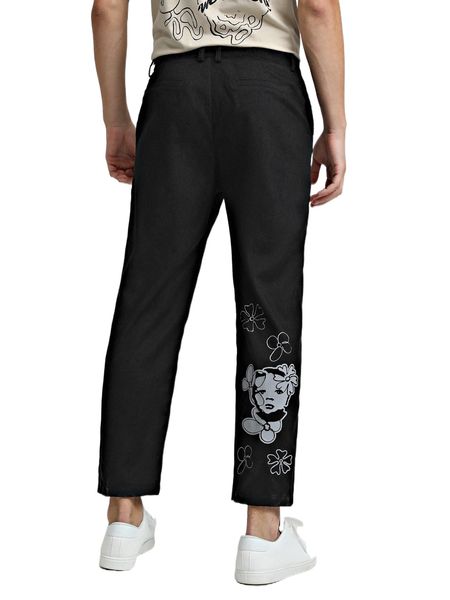 

x we-r1 letter & figure graphic pants g5fx#, Black