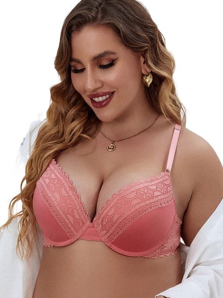 

plus contrast lace push up bra c3bo#, Black;white