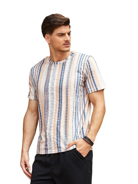 

men block striped tee 42nq#, White;black