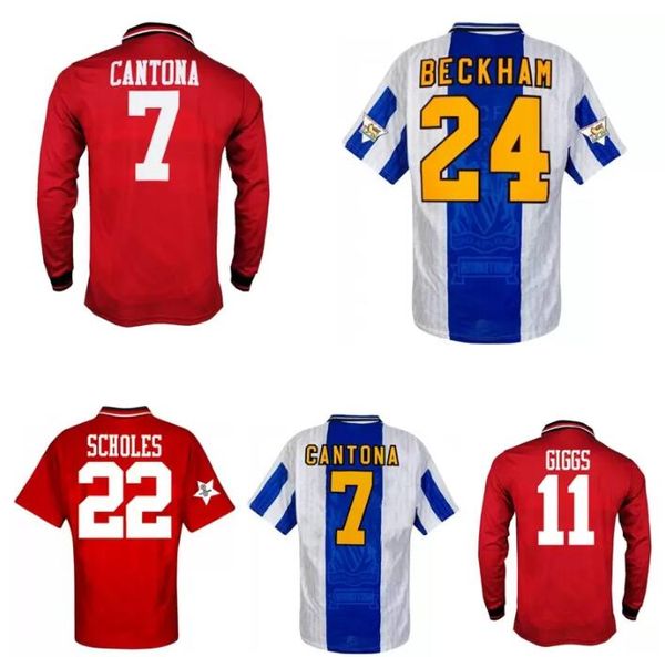 

1994 1995 1996 beckham scholes keane giggs retro soccer jersey 94 95 96 ince irwin cole hughes vintage classic home 3rd football shirt, Black;yellow