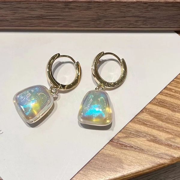 Koreanische Zarte Shell Perle Quadrat Hoop Ohrringe Für Frauen Mädchen Elegante Nette Ohrringe Schmuck Geschenke