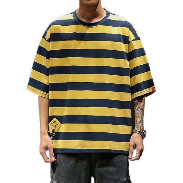 

men's tee t shirt shirt striped graphic crew neck casual daily short sleeve lightweight casual big and tall wine blue yellow b0vg#, White;black