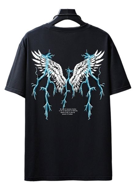 

men wing & slogan print tee b1es#, White;black