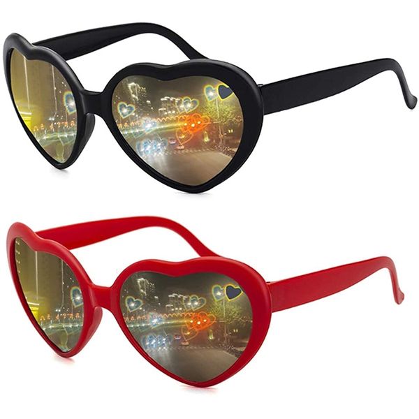 Женские эффекты в форме моды. Смотрите, как свет меняется на форму сердца в ночные дифракционные очки женские солнцезащитные очки 220629
