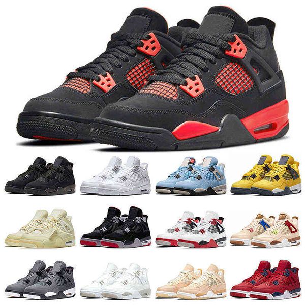 

men basketball shoes 4 4s red thunder black cat sail lightning university blue white oreo cactus jack pure money mens trainer sports
