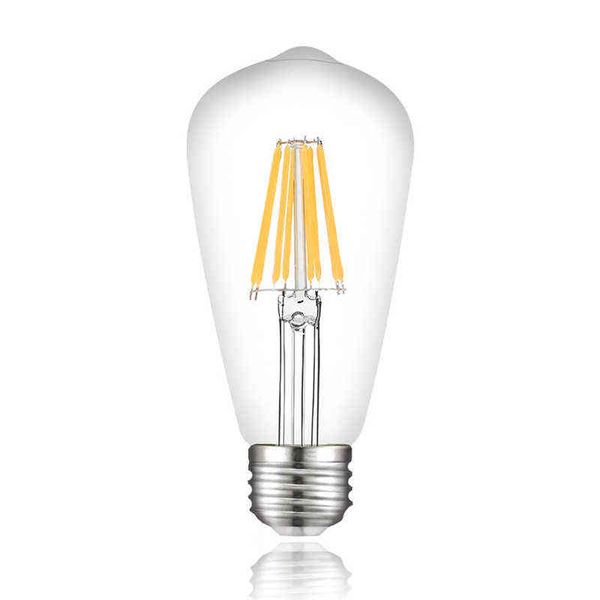 Светодиодная нить St64 Edison Lamp Lamp E27 220V Промышленный декор Винтажный ретро -лампа лампочка 12W 16W Ampoule Bombillas Gloeilamp H220428