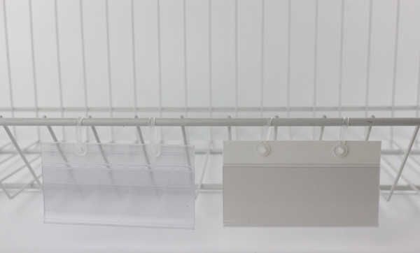 Schilderkasten-Preisschildabdeckung PVC-Kunststoff-Preisschild-Etiketten-Display-Halter durch Aufhängen der Schnalle am Mesh-Rack-Korbregal