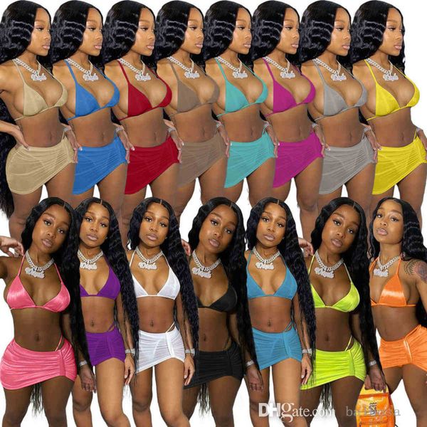 

summer womens swimwear 3 piece bikini set fashion skinny sports bra +shorts swimdress bathing suit beachwear comfortable, White;black