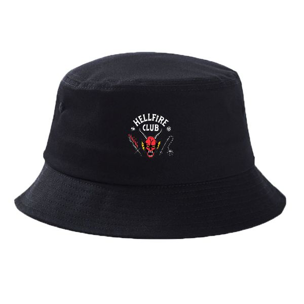 

stranger things hellfire club merch bucket hat fishing hat sun caps, Black