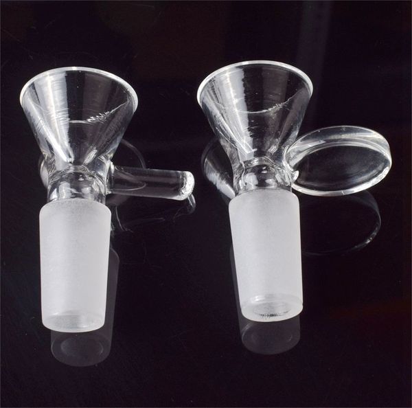 Wasserpfeifen Rauchen Glasschüssel Tabak und Kräuter Trockenschalen Rutsche für Bong-Rohre Adapter 14mm 18mm männliche Schüssel mit Griff