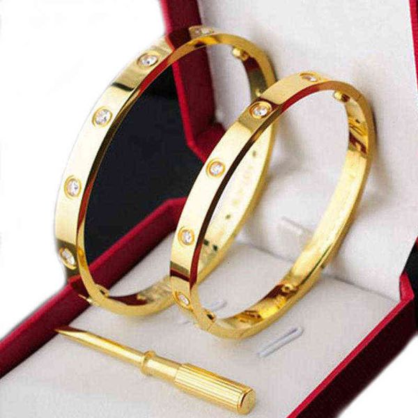 Pulseira de moda prata senhoras ouro rosa senhora parafuso chave de fenda diamante diamante luxo designer de joias mulheres homens pulseiras pulseira caixa needJOO1