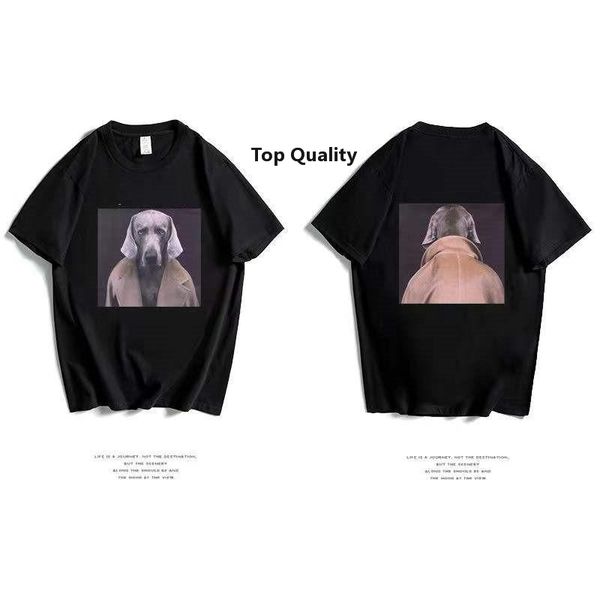 

summer maxmaras mens designer tomarts weimaraner letter printing short sleeved dog head tees detective loose men women couple tshirt it, White;black